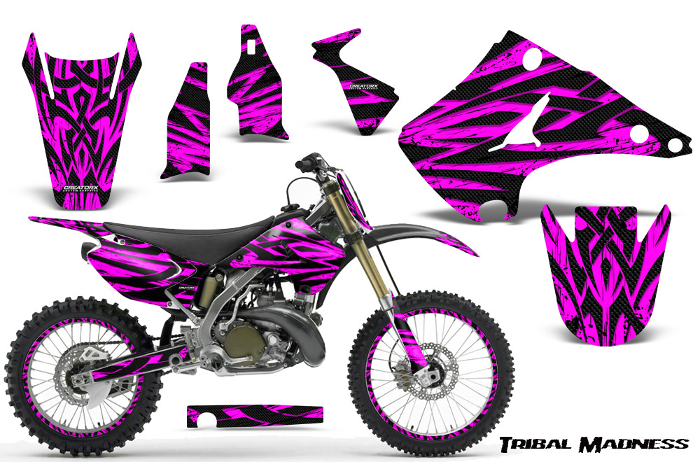 Kawasaki KX125 KX250 03-12 Graphics Kit Tribal Madness Pink NP Rims